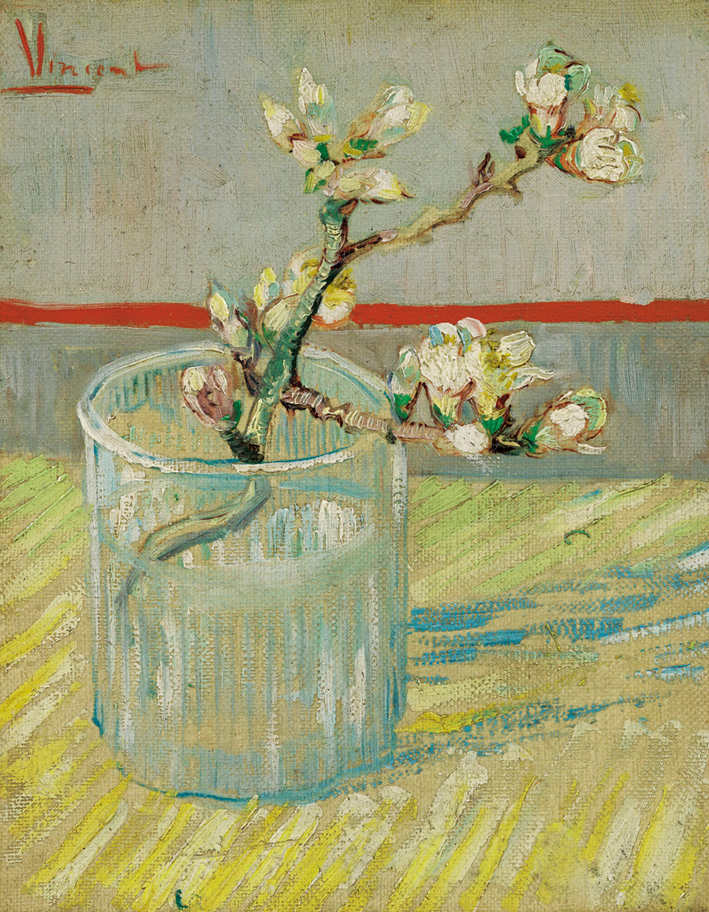  文森特·威廉·梵高  Vincent Willen Van Gogh ——杯子里开花的杏花枝 (2)